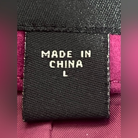 Genuine Leather Fuchsia Y2K Standout Statement Layering Moto Vintage Raspberry L - Picture 8 of 9